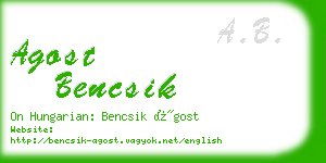 agost bencsik business card